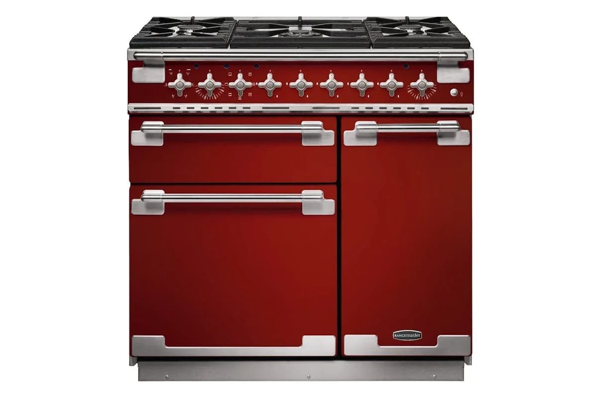 Rangemaster Elise 90cm Dual Fuel Range Cooker | ELS90DFFRD | Red