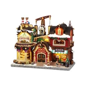 Holly Jolly Chocolatier and Mrs. Claus Coffee Shop LED Building 28cm