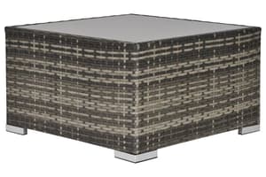 Outsunny Wicker Coffee Table with Glass Top | Deep Grey