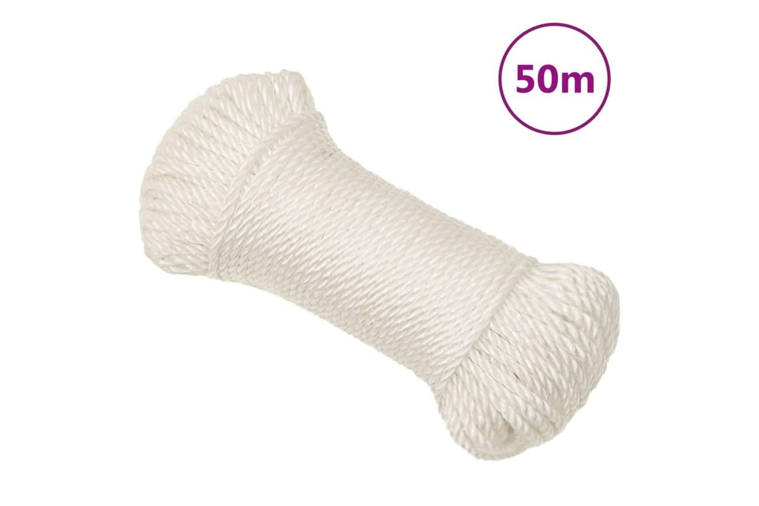 vidaXL 153046 Work Rope White 8mm 50 M Polypropylene