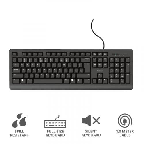 TRUST Durable & Spill Resistant Qwerty Keyboard...