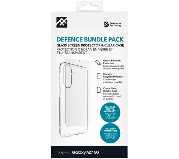 ZAGG Defence Galaxy A27 Clear Case & Screen Protector Bundle - Clear