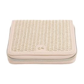Raffia Square Jewellery Roll Blush Pink