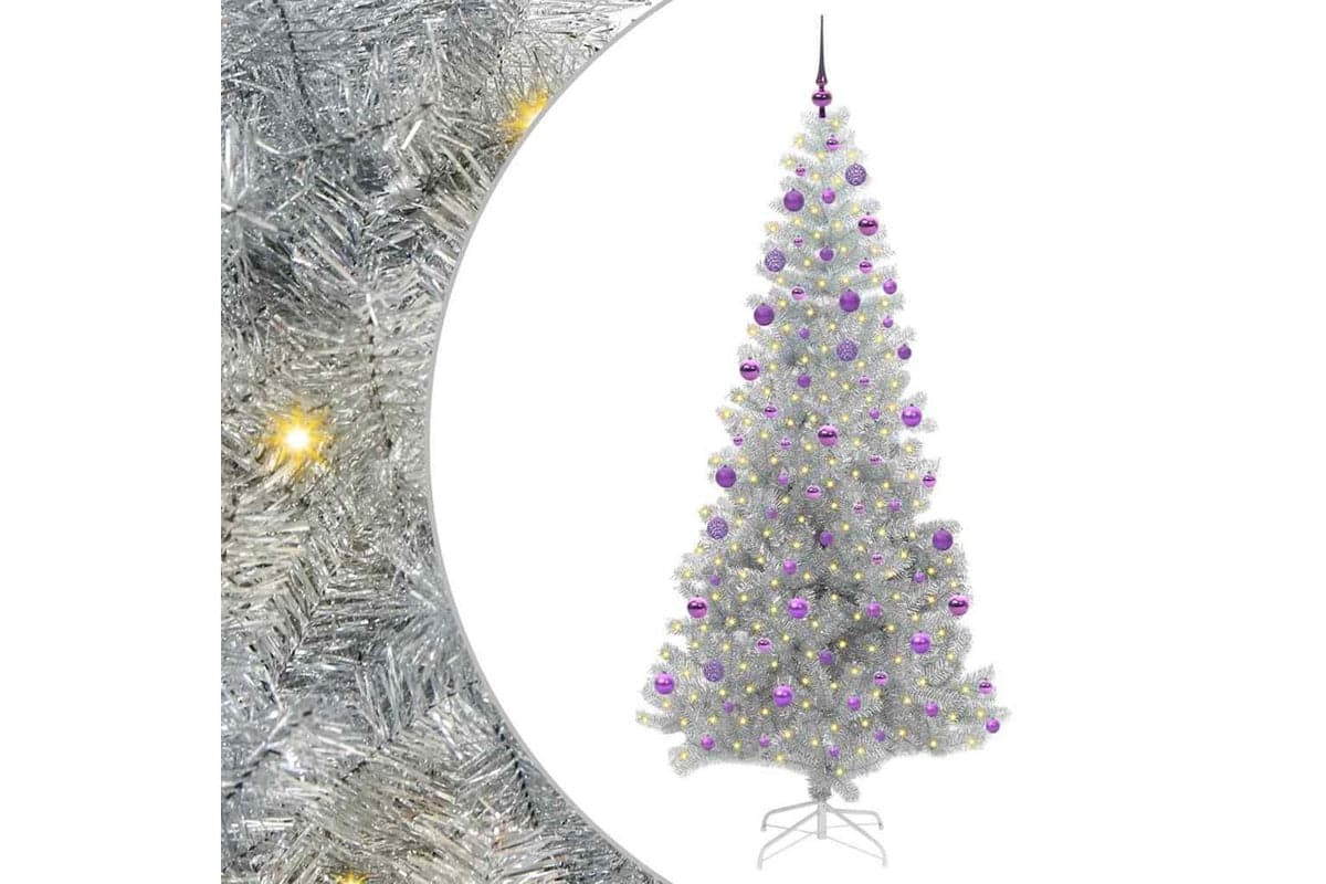 Vidaxl Christmas Tree With 300 Leds With Stand Silver 210 Cm Pet