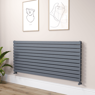 Riace Linea Dark Grey Anthracite Flat Designer Radiator 770x1800mm Double Panel 7645 BTU - Horizontal Bars