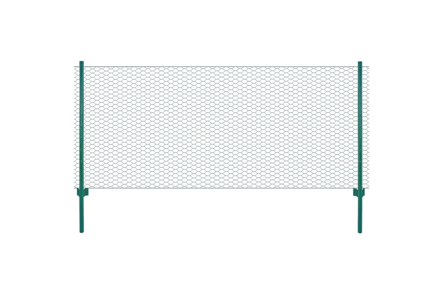 Vidaxl 144614 Wire Mesh Fence With Posts Steel 25x0.75 M Green