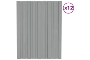 vidaXL 317189 Roof Panels 12 Pcs Galvanised Steel Grey 60x45cm