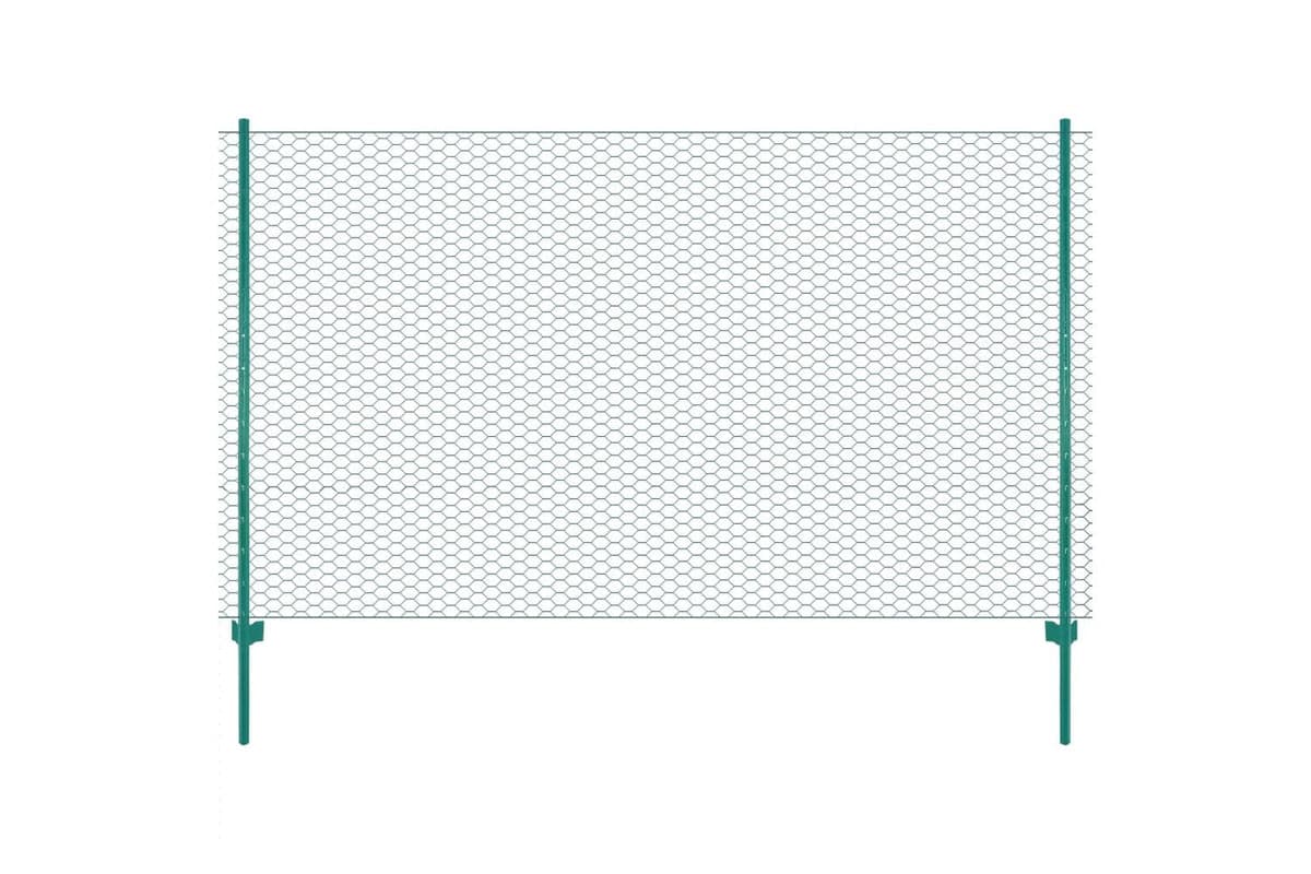 Vidaxl 144611 Wire Mesh Fence With Posts Steel 25x1.5 M Green
