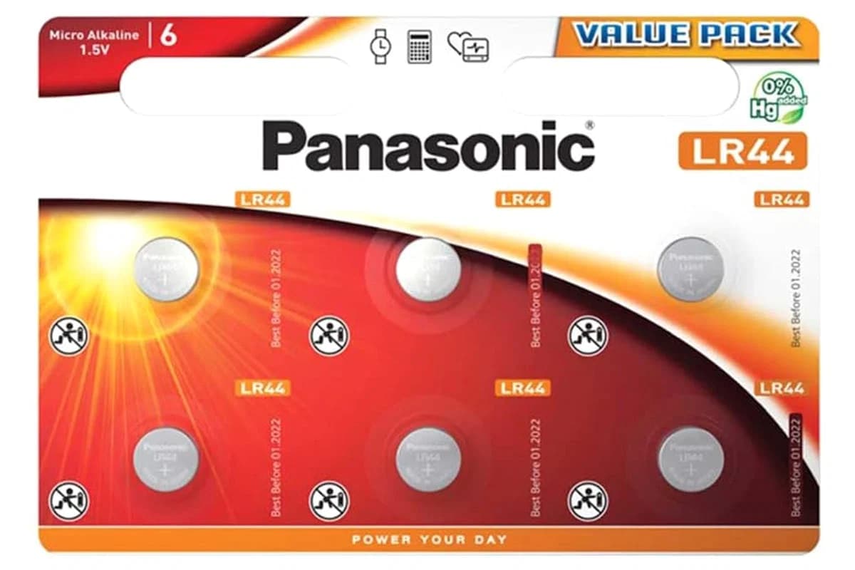 Panasonic Alkaline LR44 Batteries | Pack of 6 | LR44EL/6BW