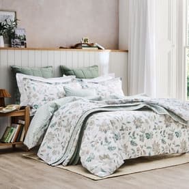 Kew Printed Coverlet Aqua Mix