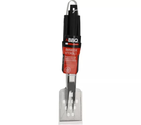 BBQ EQUIPMENT 3-Piece BBQ Tool Set - Black & Silver