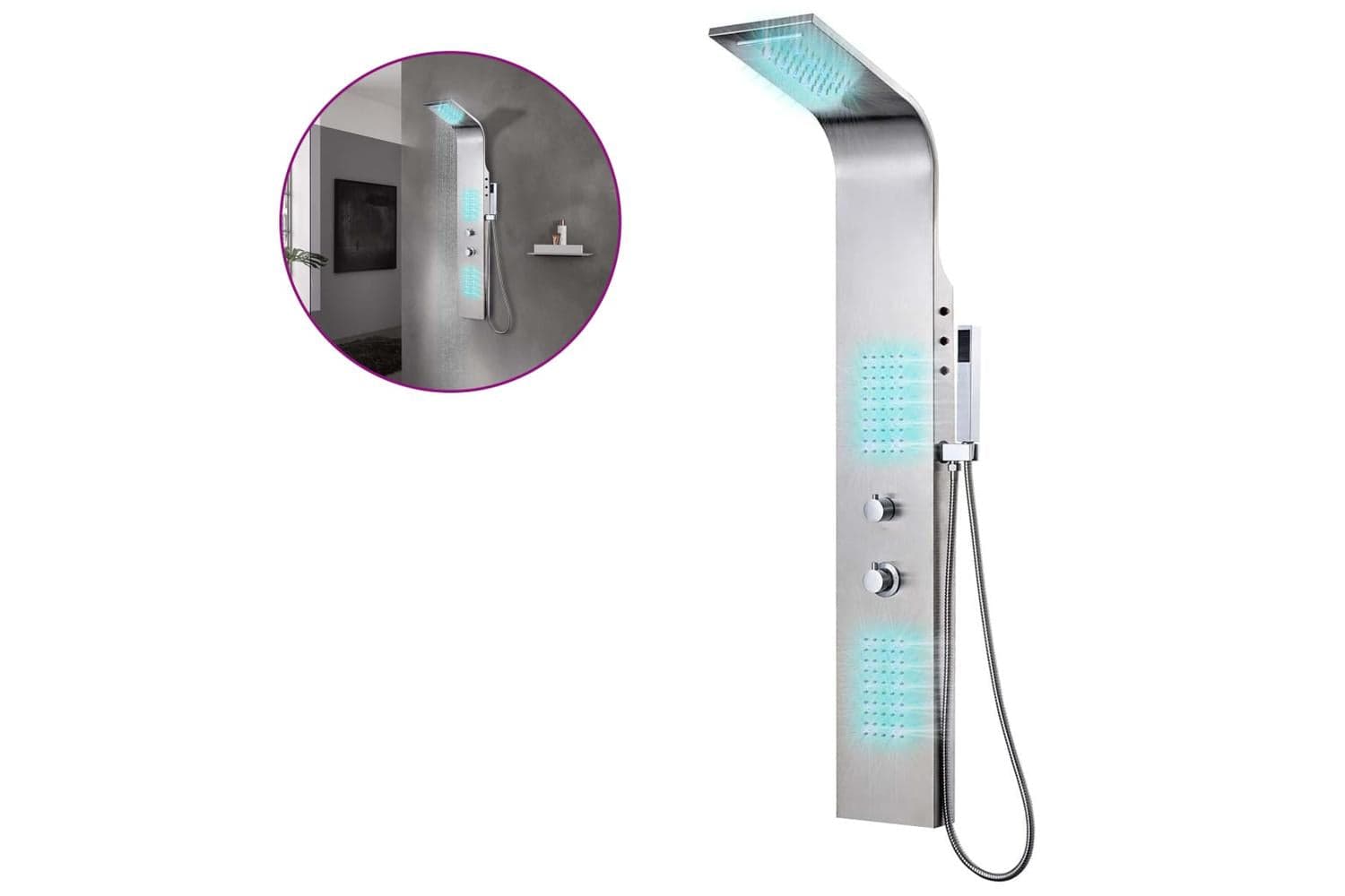 Vidaxl 142370 Shower Panel System Stainless Steel Curved