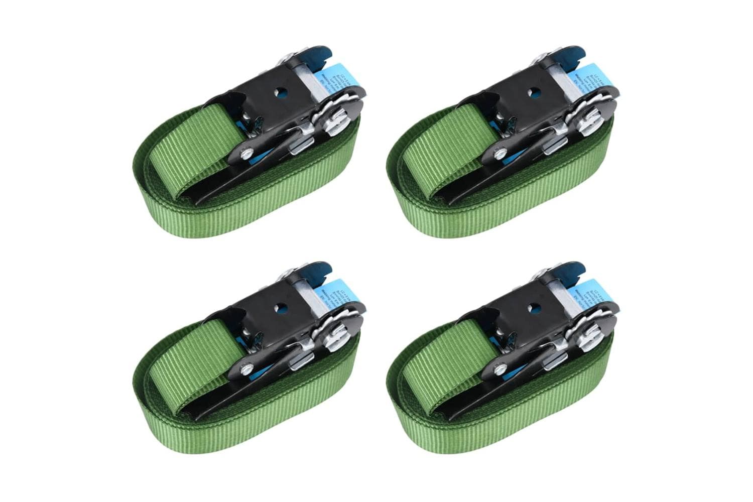 Vidaxl 148893 Ratchet Tie Down Straps 4 Pcs 800 Dan 6 M Green