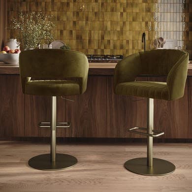 Runa Curved Adjustable Swivel Bar Stools