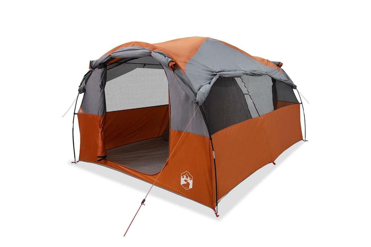 Vidaxl Family Tent Tunnel 6-person Grey And Orange Waterproof