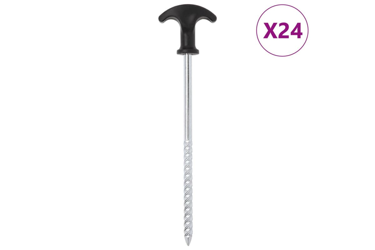 vidaXL 4009318 Tent Pegs 24 Pcs 20cm x 7mm Galvanised Steel