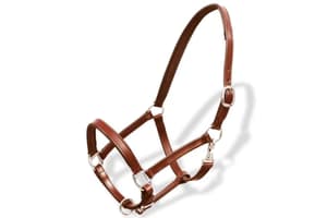 Vidaxl 90886 Real Leather Headcollar Stable Halter Adjustable Brown Pony