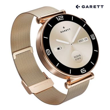 Garett Rose Gold Smartwatch | Mesh (with Additional White Leather Quick Release Strap) | ROSE GOLD MESH