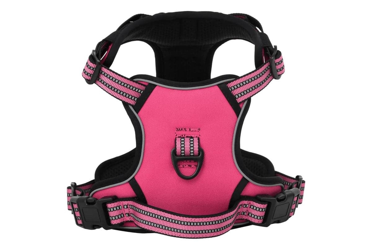 Dog Harness With Reflective Stripes Adjustable Pink L