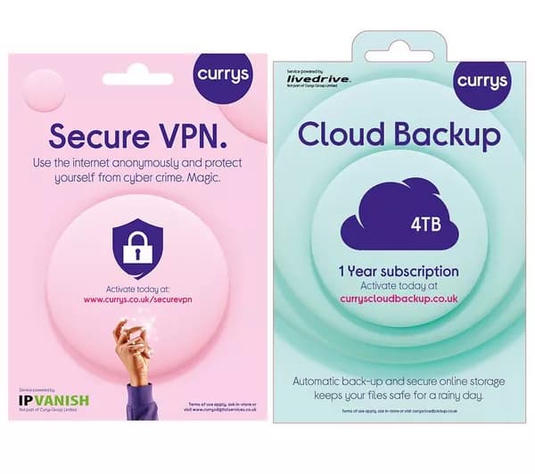CURRYS Cloud Backup (4 TB, 1 year) & Secure VPN (1 year) Bundle