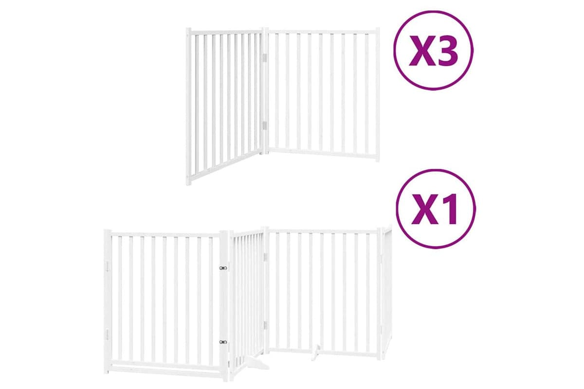 Vidaxl Dog Gate With Door Foldable 10 Panels White 800 Cm Poplar Wood
