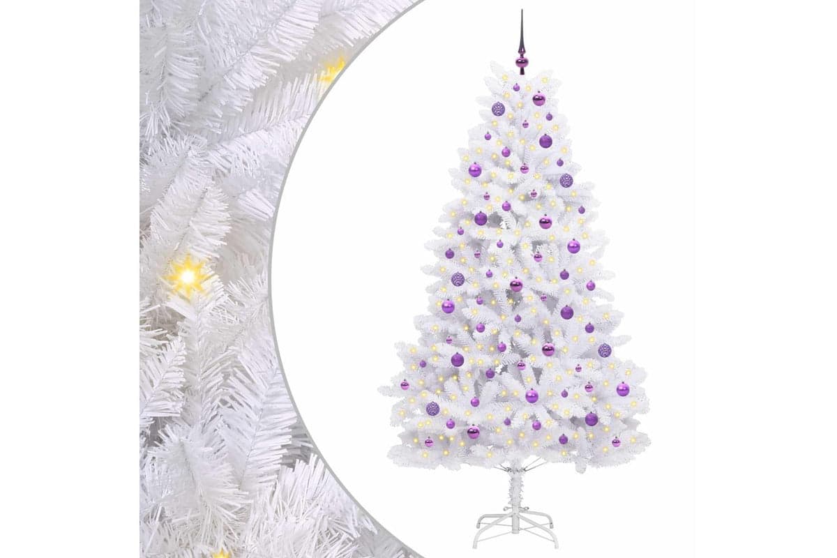 Vidaxl Artificial Hinged Christmas Tree White 210 Cm Pvc And Steel