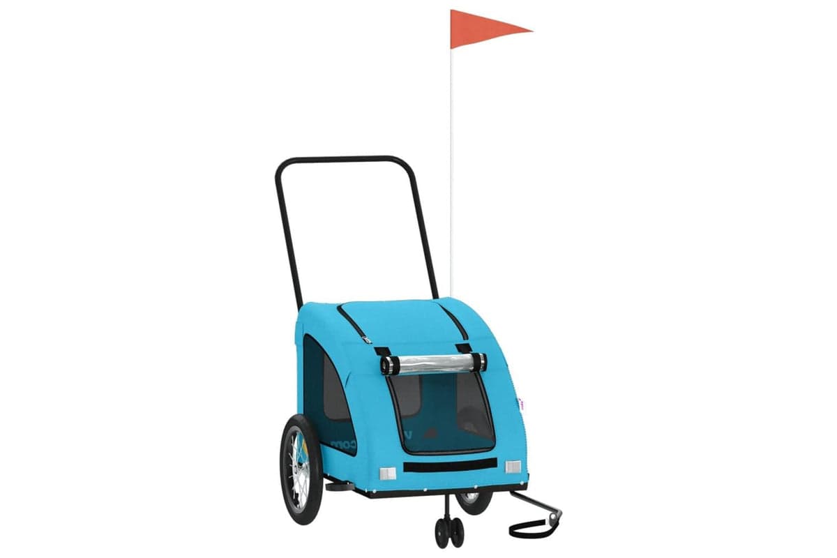 Vidaxl Pet Bike Trailer Blue Oxford Fabric And Iron