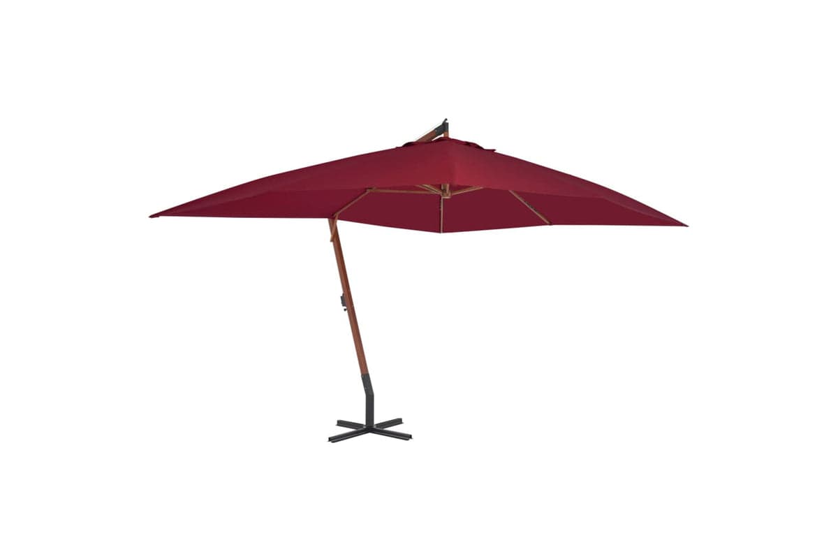 vidaXL 44493 Cantilever Umbrella With Wooden Pole 400x300cm Bordeaux Red