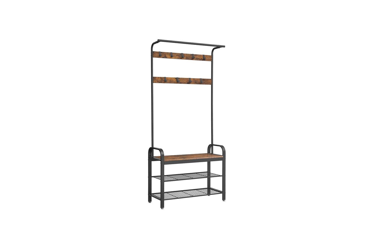 Vasagle Hall Tree With Shoe Bench | Rustic Brown & Black