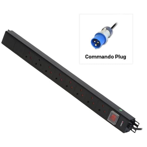 Lindy - VERTICAL 8 WAY PDU 8X UK UK SOCKETS TO 16A COMMANDO PLUG