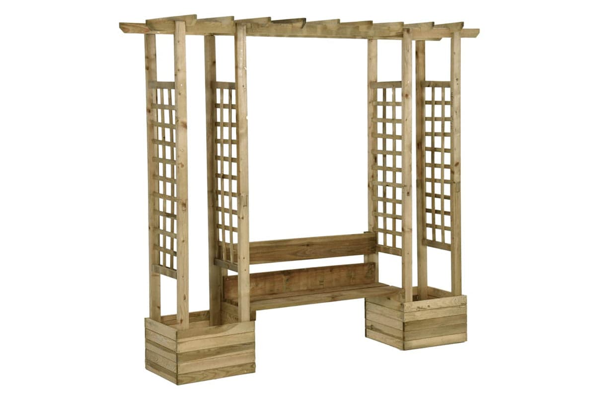 Vidaxl 318565 Garden Pergola With Bench&planters Impregnated Solid Wood Pine