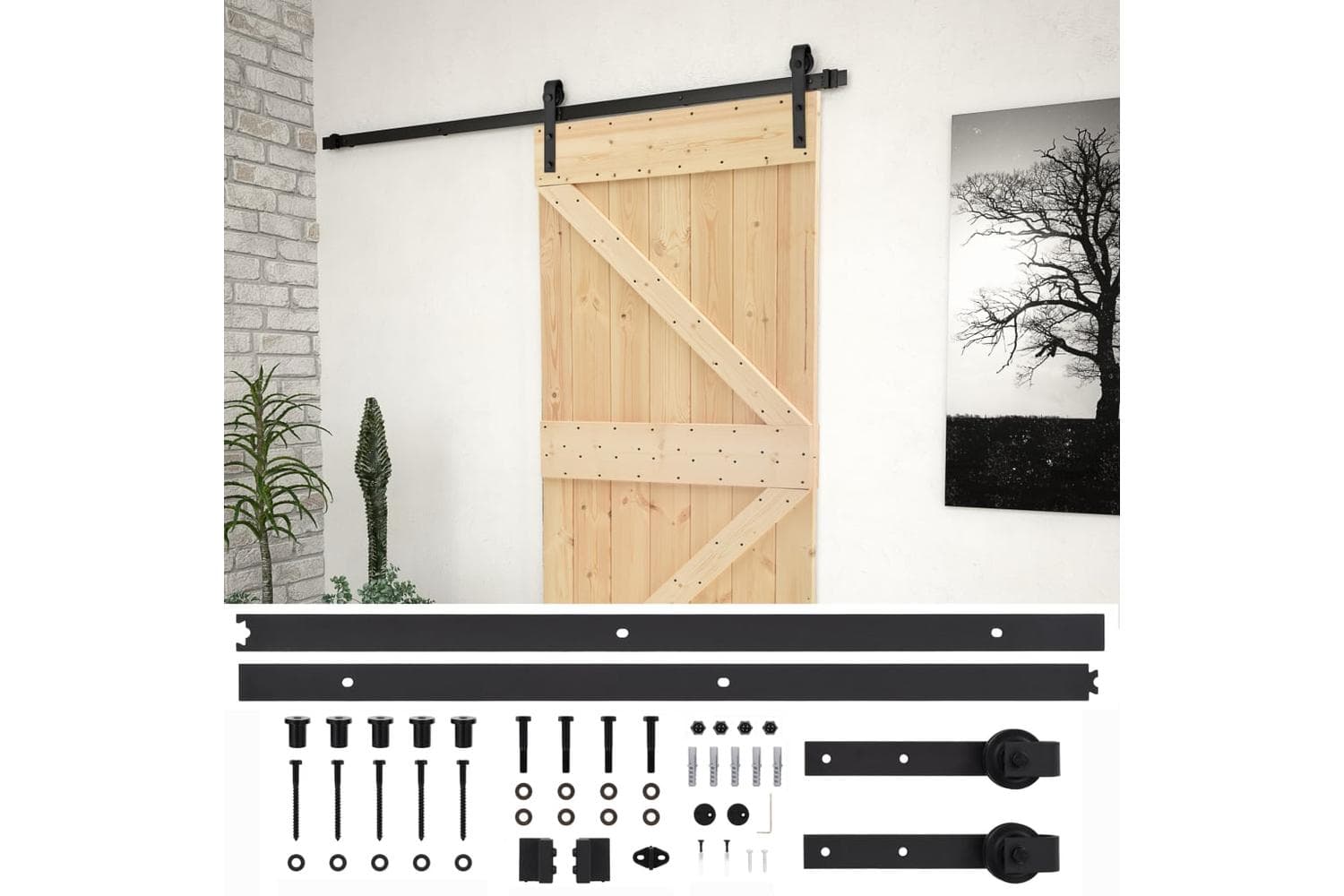 vidaXL Sliding Door With Hardware Set