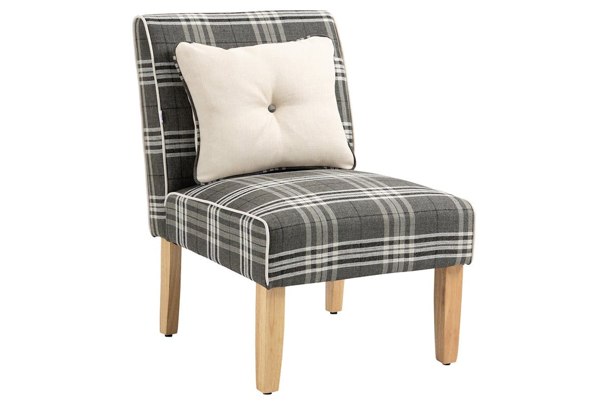 Homcom Modern Dining Chair with Pillow | Grey/Natural
