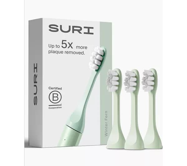 SURI Sonic Replacement Toothbrush Head – Winter Fern, Pack of 3