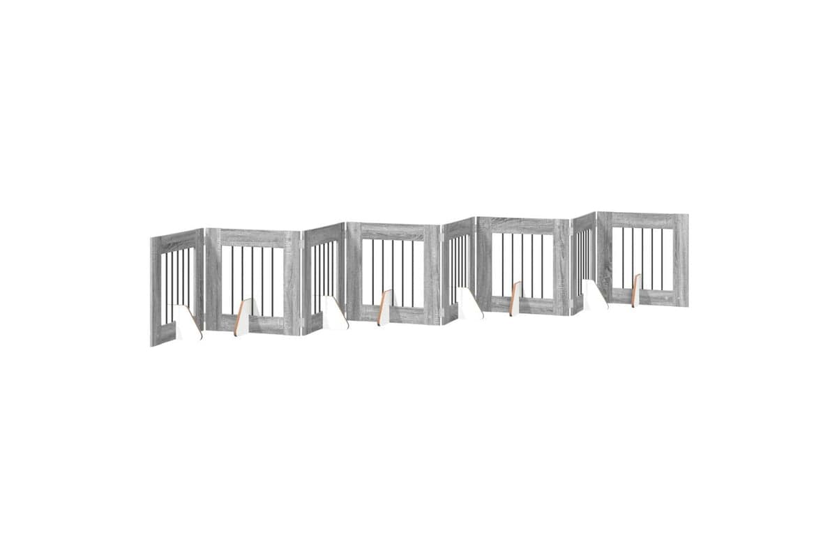 Vidaxl Foldable Dog Gate With Stands 8 Pcs Grey Sonoma 60 Cm