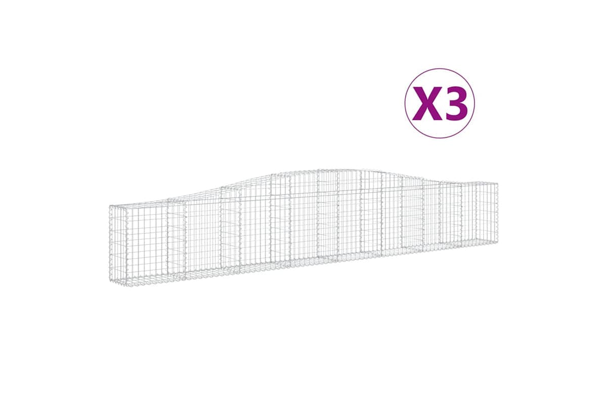 vidaXL 3145801 Arched Gabion Baskets 3 Pcs 400x30x60/80cm Galvanised Iron