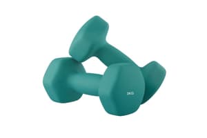 Set Of 2 Neoprene Hex Dumbbells | Free Weights | Teal | 2 X 3 Kg