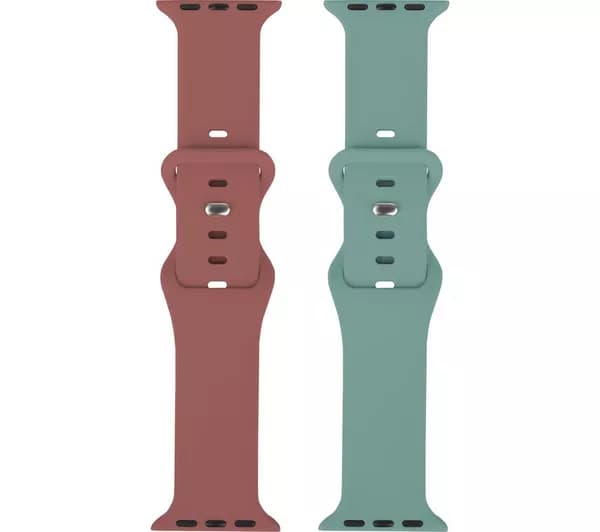 SANDSTROM Apple Watch 38-42 mm (Series 10/11) Silicone Strap - Set of 2, Burgundy & Green