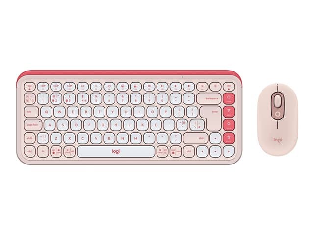 LOGITECH - POP Icon Combo - keyboard and mouse set - QWERTY - UK - rose, off-white Input Device