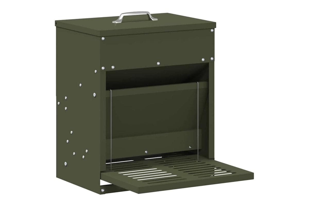 Vidaxl Chicken Treadle Feeder Olive Green 33 X 42 X 40 Cm