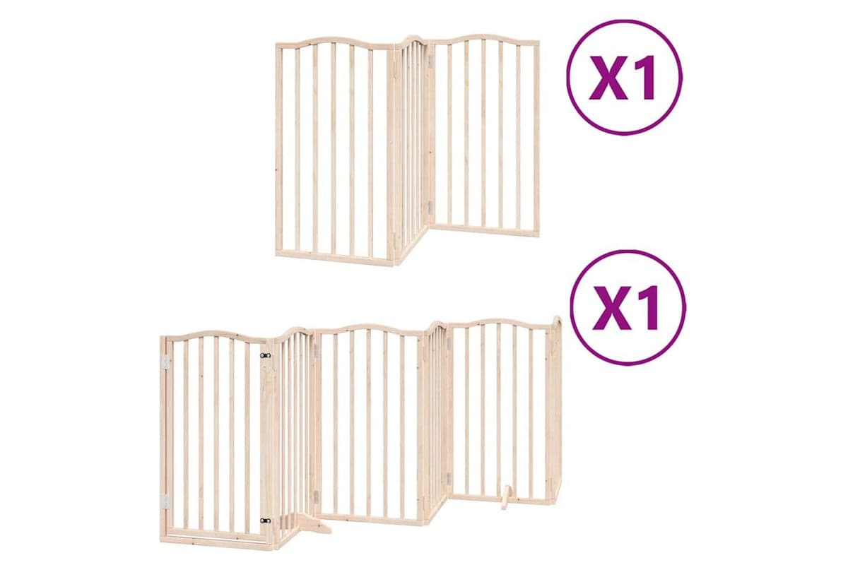 Vidaxl Dog Gate With Door Foldable 9 Panels 450 Cm Poplar Wood