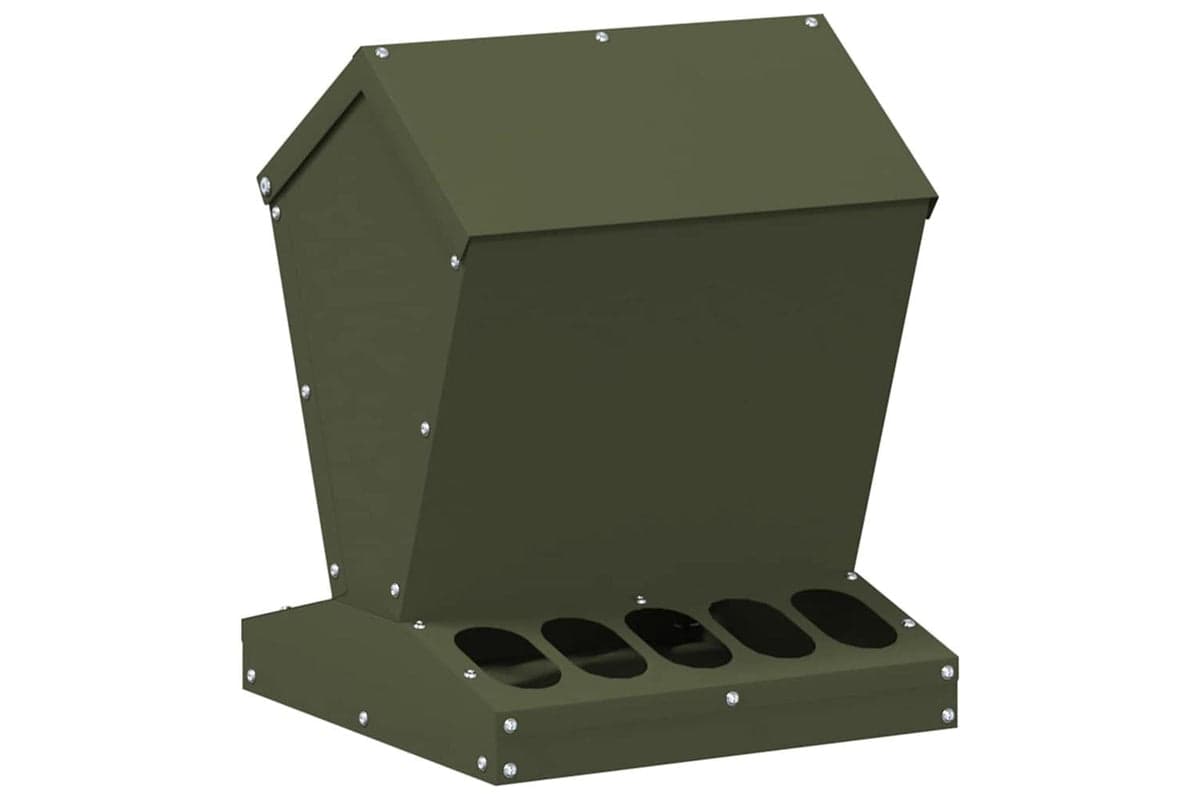 Vidaxl Chicken Feeder Olive Green 30 X 30 X 39 Cm Cold-rolled Steel