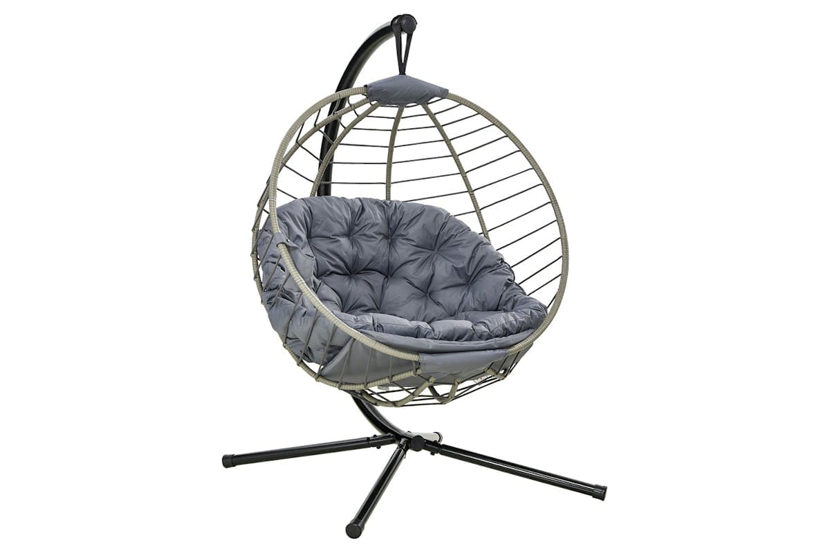 Outsunny PE Rattan Swing Chair with Cushion | Grey