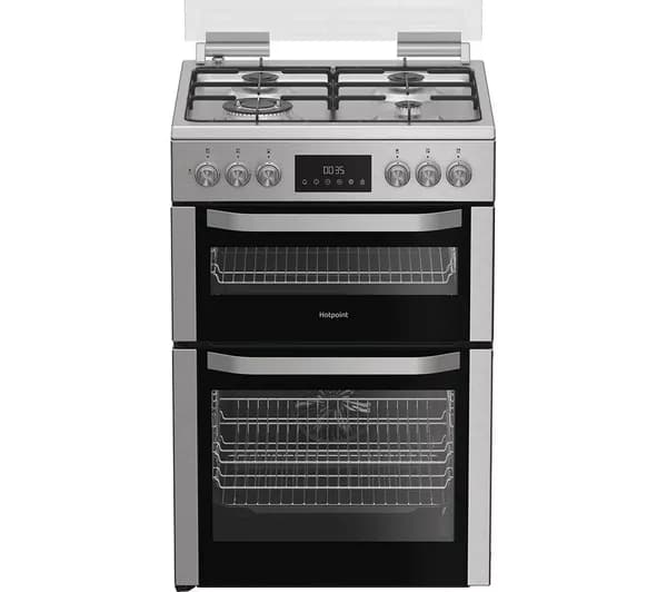 HOTPOINT Multiflow HDD6GDC2WX 60 cm Dual Fuel Cooker - Stainless Steel