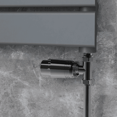 Elego Black Nickel Modern TRV Straight Thermostatic Radiator Valves With Lockshield