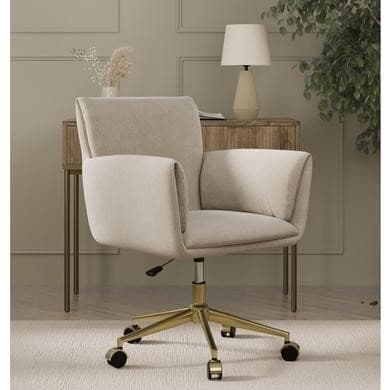Beige Chenille Swivel Office Chair - Reed
