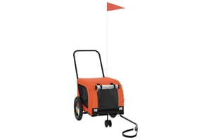Vidaxl 94012 Pet Bike Trailer Orange And Black Oxford Fabric And Iron