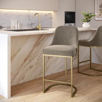 Mink and Gold - Upholstered Kitchen Counter Stools - Callie
