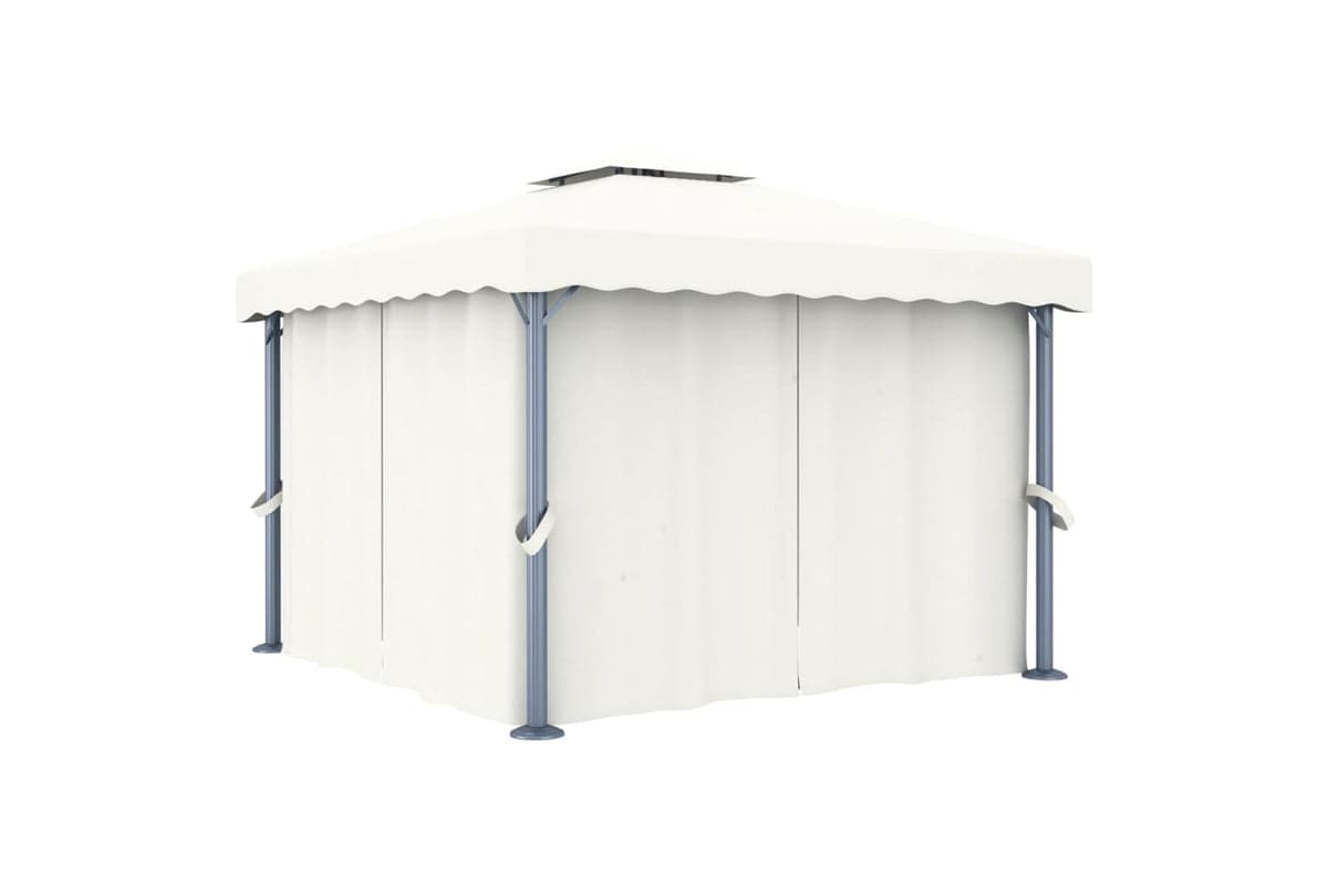 Vidaxl 3053377 Gazebo With Curtain 3x3 M Cream White Aluminium