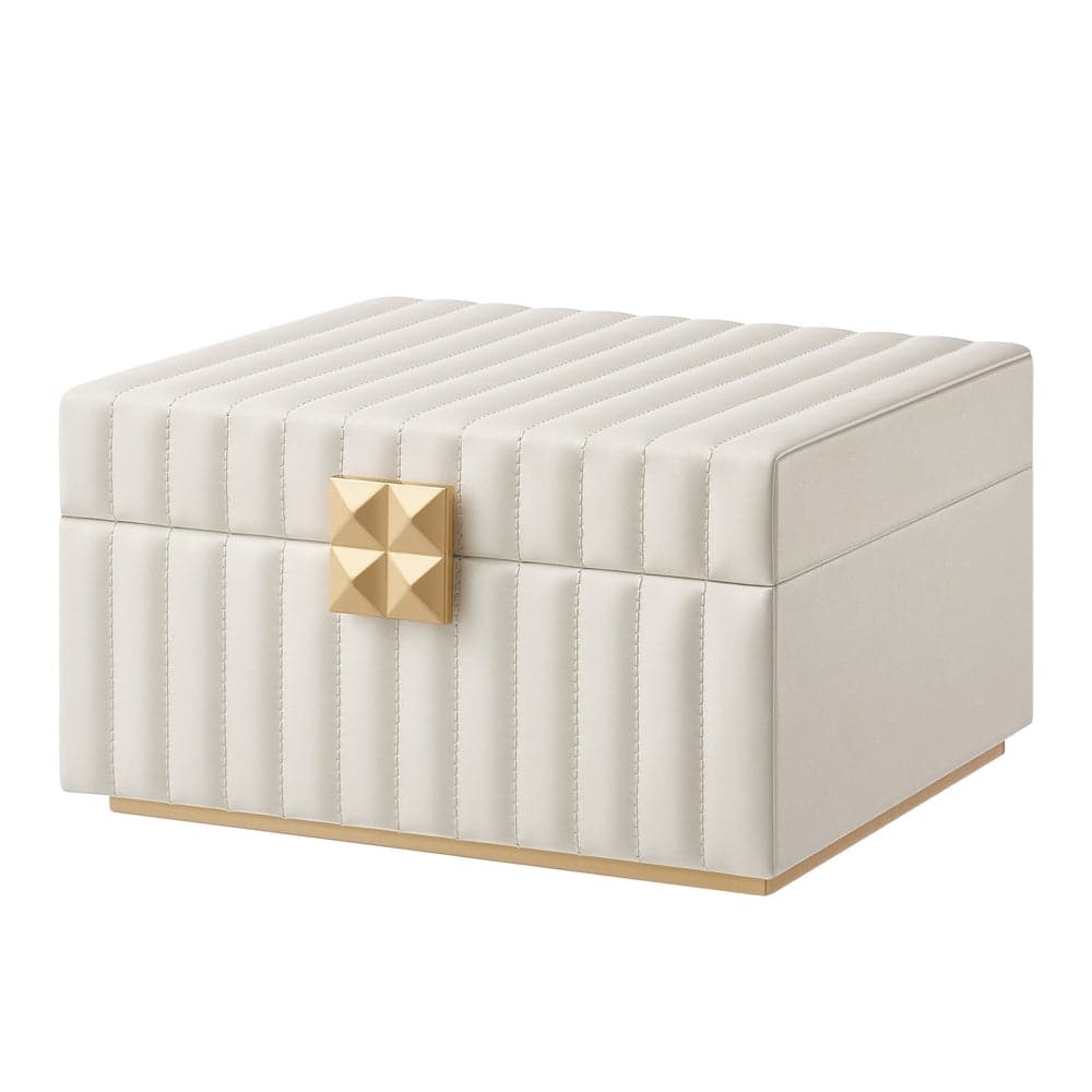 2-layer Jewelry Organizer | Mirror Jewellery Box | Pu Leather | White